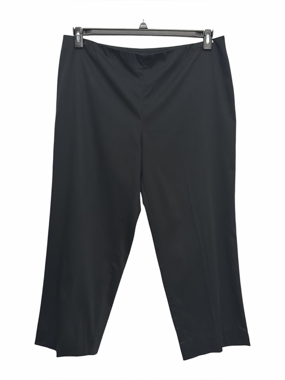 St John Sport Cropped Wide Leg High Rise Pants Size 16 Black Side Zip